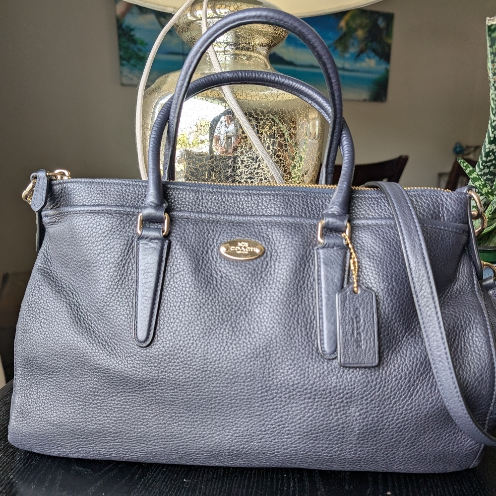 Coach Navy Blue Leather Shoulder Bag